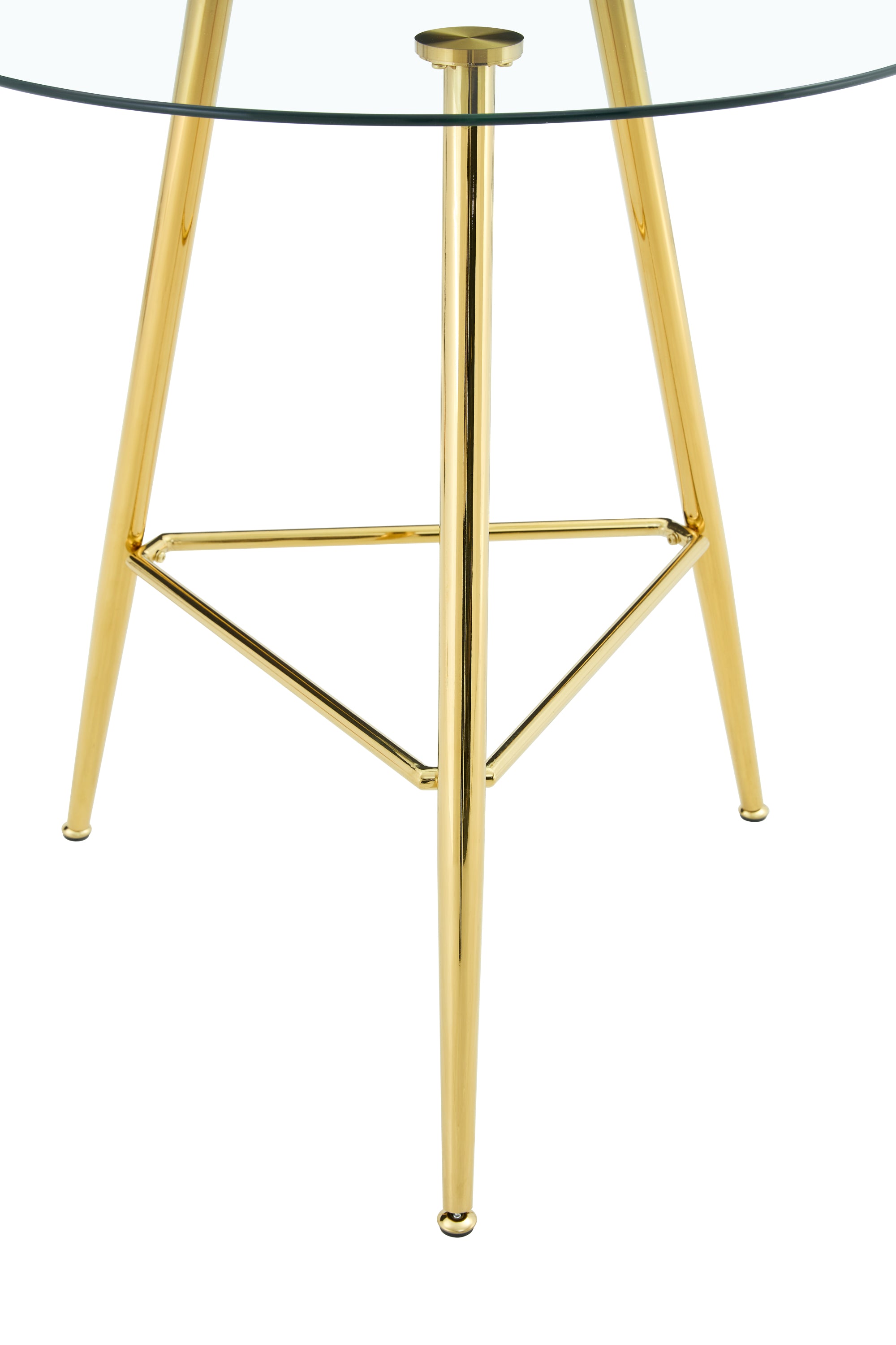 36 Inch Height Bar Table, 34 Inch Round Tempered Glass Top Pub Table with Chrome-Plated Golden Metal Legs, Modern Bistro Table for Kitchen Island/Bar/Cafe - Grand Goldman Shop