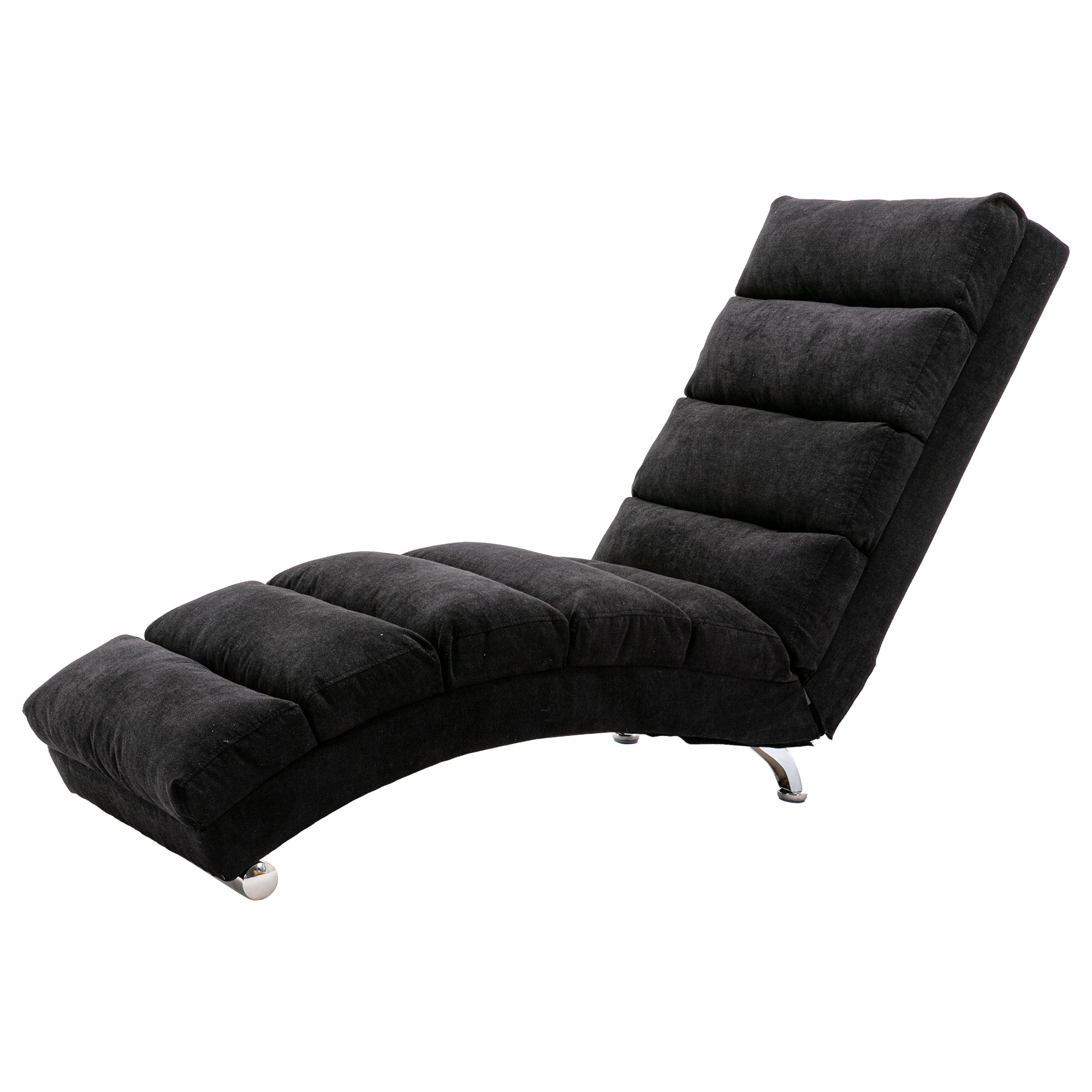 COOLMORE Luxury Upholstered Chaise Lounge Chair with Vibration for Relaxation, Modern Fixed Back Fabric Leisure Recliner Sofa for Living Room/Bedroom - Grand Goldman Shop