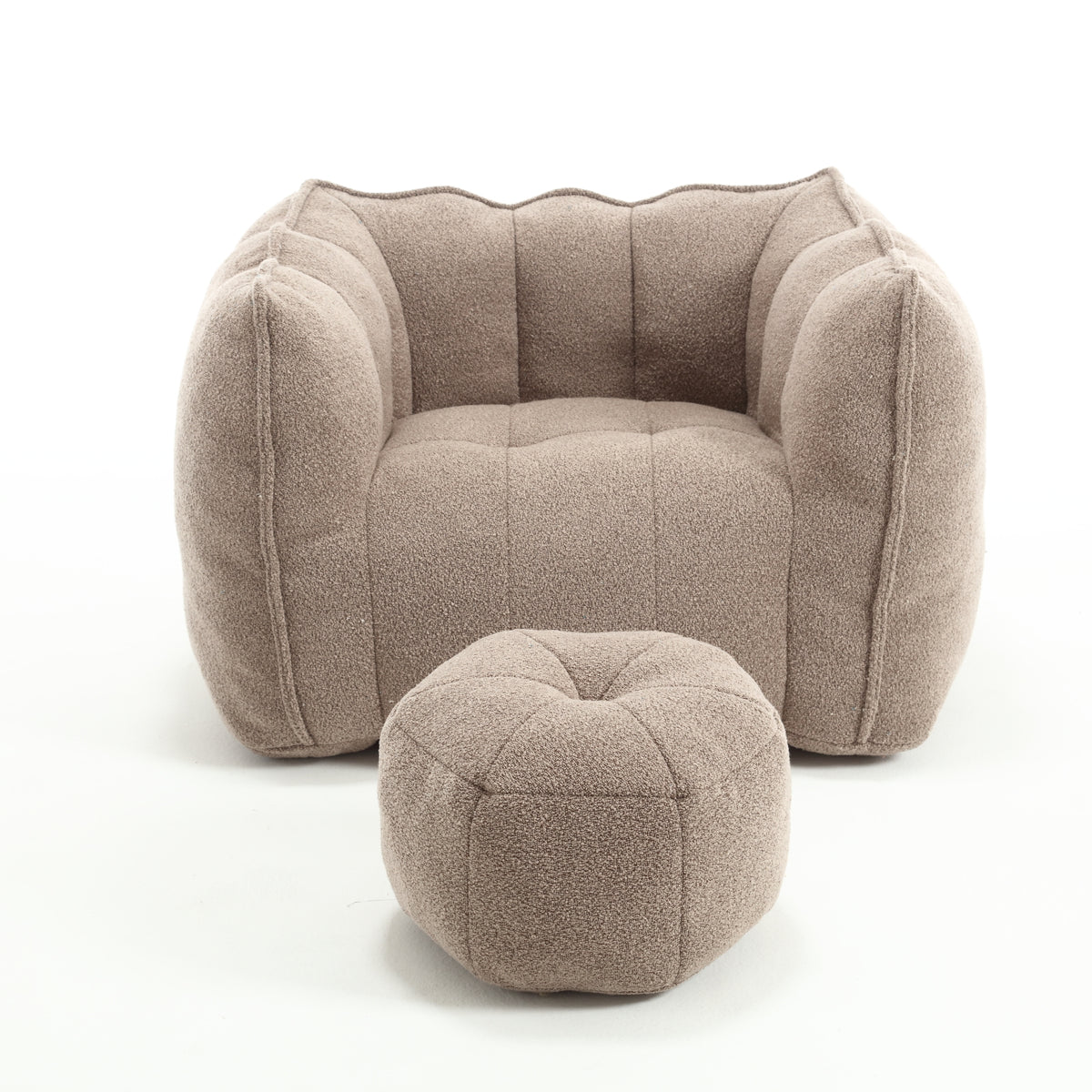 Soft Chenille Bean Bag Chair with High Resilient Foam for Living Room and Bedroom, Comfortable Square Lazy Sofa with Footstool for Adults - Grand Goldman Shop
