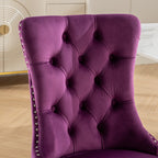 Nikki Collection Modern, High-end Tufted Solid Wood Contemporary Velvet Upholstered Dining Chair with Chrome Stainless Steel Plating Legs,Nailhead Trim,Set of 2,Purple and Chrome, SW1701PP - Grand Goldman Shop