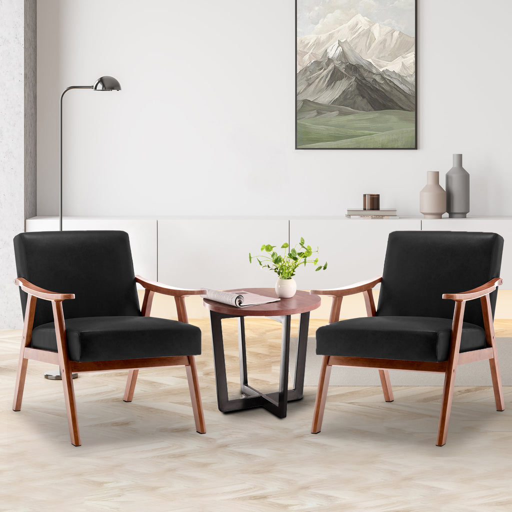 Mid-Century Modern Wingback Accent Chair with Solid Wood Frame and Extra-Thick Backrest – Lounge Chair for Living Room, Bedroom, or Reading Room - Grand Goldman Shop