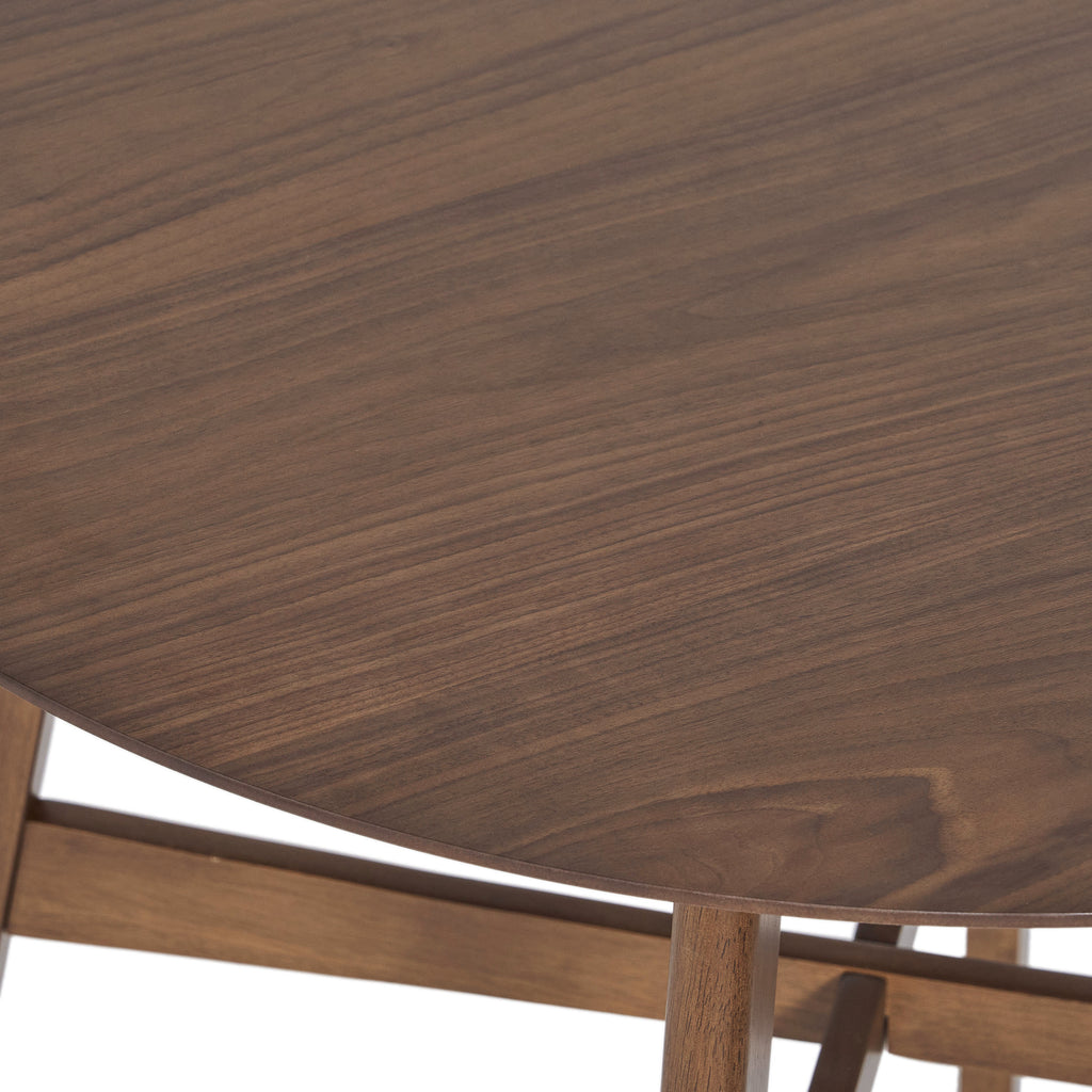 Round Counter Height Dining Table with Thick Rubberwood Legs and Support Beams, Walnut - Grand Goldman Shop
