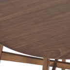 Round Counter Height Dining Table with Thick Rubberwood Legs and Support Beams, Walnut - Grand Goldman Shop
