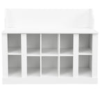 ON-TREND Shoe Storage Bench with Shelves and 4 Hooks, Elegant Hall Tree with Wall Mounted Coat Rack, Entryway Organizer For Hallway, Foyer, Mudroom, White - Grand Goldman Shop