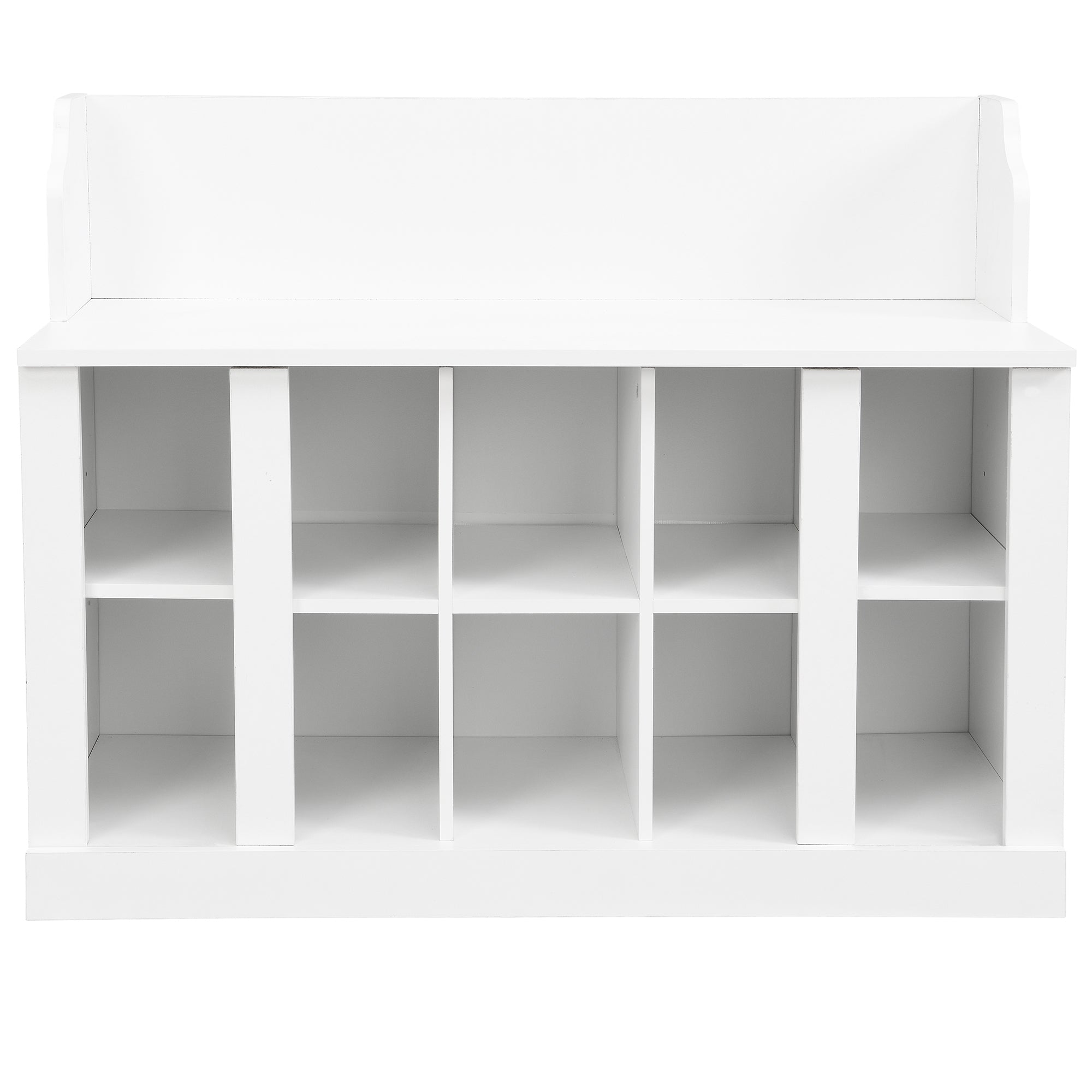 ON-TREND Shoe Storage Bench with Shelves and 4 Hooks, Elegant Hall Tree with Wall Mounted Coat Rack, Entryway Organizer For Hallway, Foyer, Mudroom, White - Grand Goldman Shop
