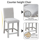 5 Piece Counter Height Table Set, Wooden Kitchen Table Set with Square Table and 4 Upholstered Chairs, Counter Height Dining Table with Crystal Decoration and Chair Set, Silver Grey - Grand Goldman Shop