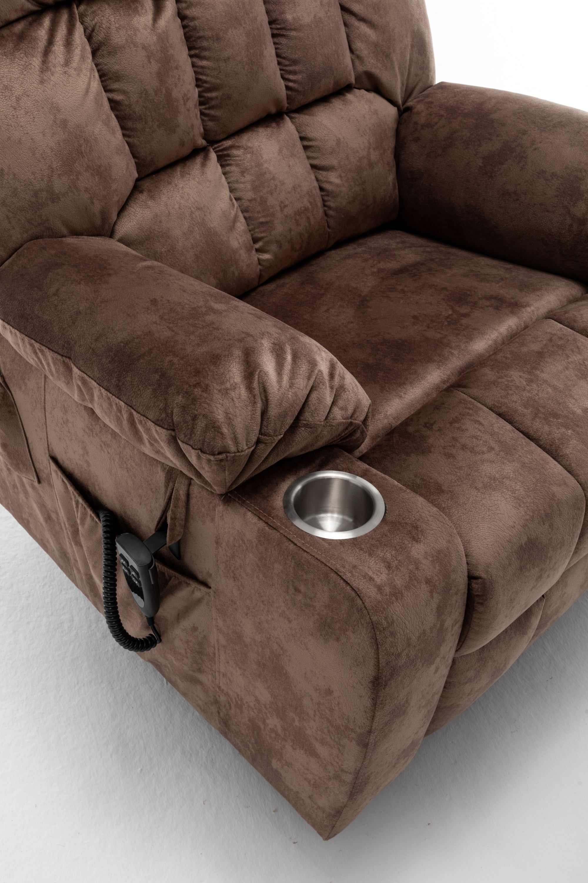 Lift Chair for Big and Tall Person with Inconvenient Legs: High Density Foam Lift Sofa with Heat and Massage, 2 Pockets, 2 Cup Holder, 2 Remote, 2 OKIN Motor - Grand Goldman Shop