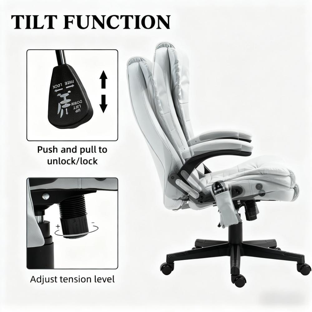 Microfiber Massage Desk Chair,Vibrating Massage Office Chair with Heat with Reclining Backrest | Premium Home Decor - Grand G