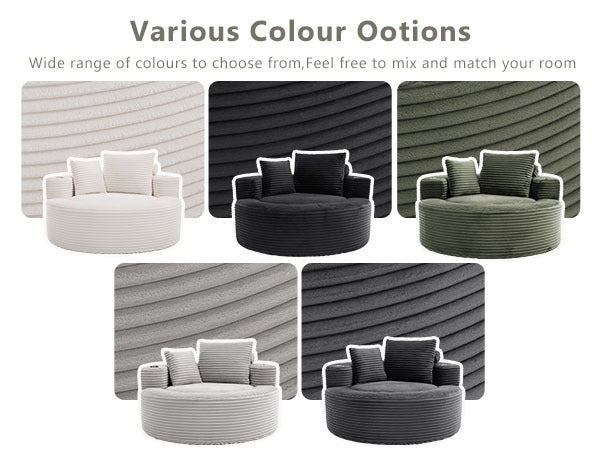 Round Sofa Bed with Memory Foam Sectional Couches for Living Room, Cloud Couch with three pillows, White - Grand Goldman Shop