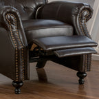 Contemporary Style Push Back Recliner with Button-Tufted Stitching and Nailhead Trim in Dark Brown PU - Grand Goldman Shop