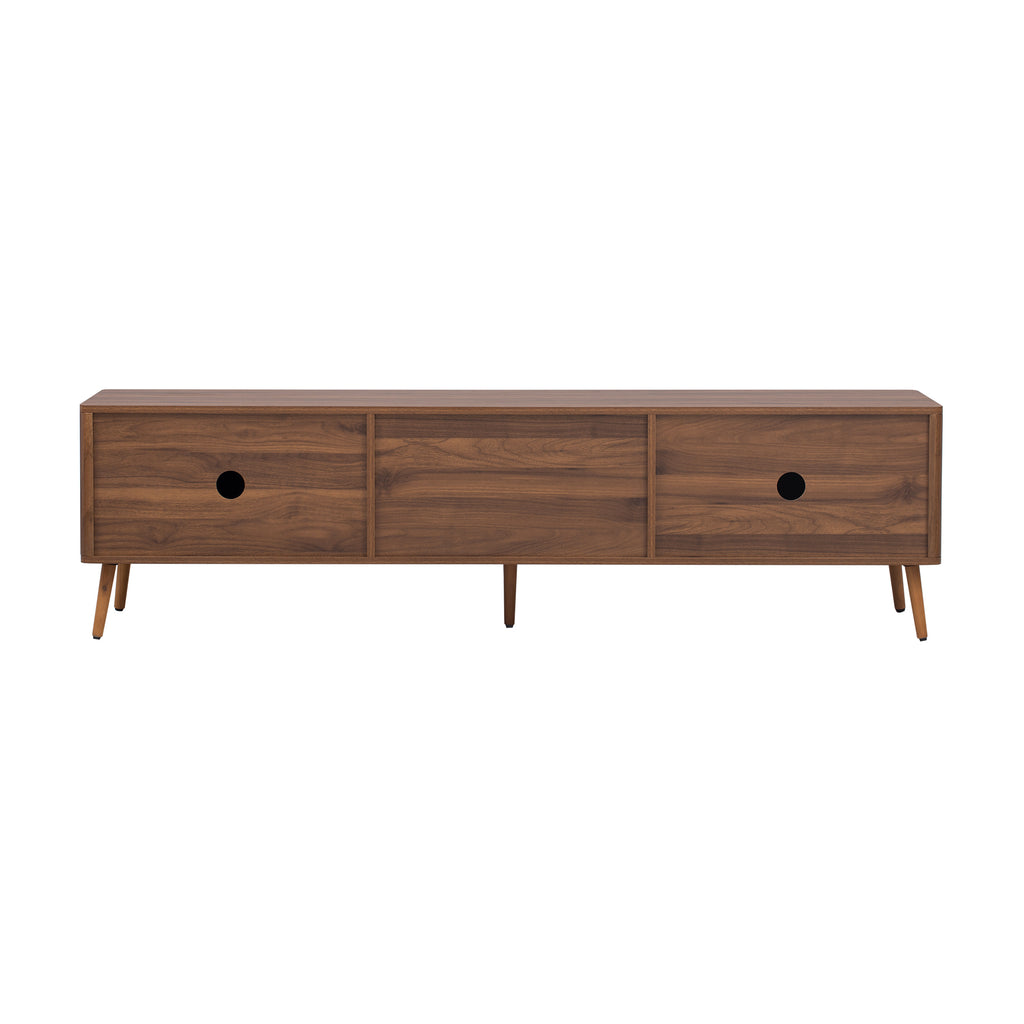 Mid Century TV Stand with 2 Drawers, Media Console Table for TVs up to 80'', Walnut Finish Solid Wood and MDF Entertainment Center for Living Room, Bedroom, Home Theatre - Grand Goldman Shop