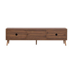 Mid Century TV Stand with 2 Drawers, Media Console Table for TVs up to 80'', Walnut Finish Solid Wood and MDF Entertainment Center for Living Room, Bedroom, Home Theatre - Grand Goldman Shop
