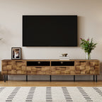 Mid Century TV Stand with 2 Drawers, Media Console Table for TVs up to 85'', Natural Finish Storage Cabinet with Cable Management, 78.7'' x 15.7'' x 17.7'' - Grand Goldman Shop
