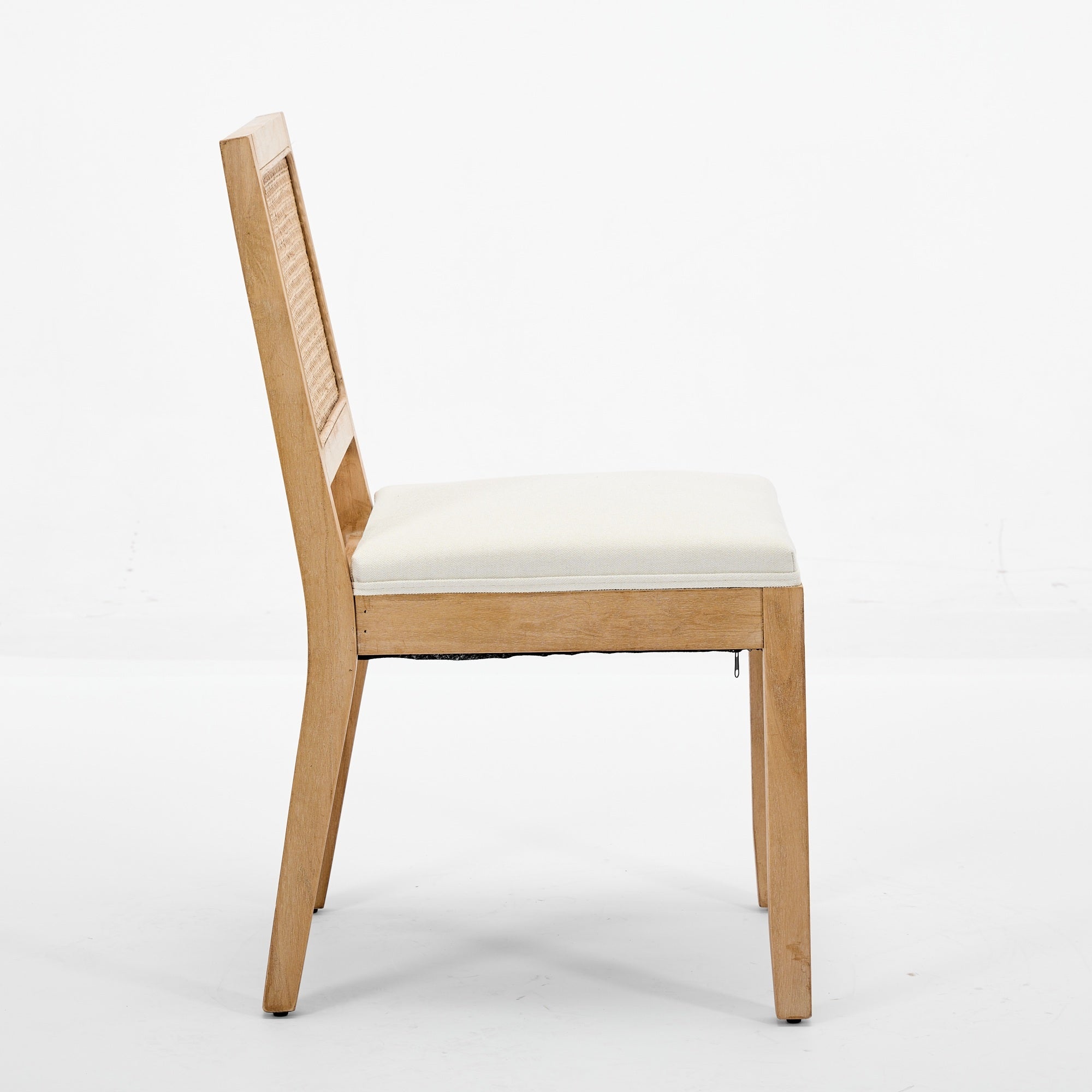 Farmhouse Rattan Dining Chairs Set of 2, Mid Century Modern Kitchen & Dining Room Chairs, Cane Upholstered Kitchen Side Chair with Natural Hardwood Frame, Beige - Grand Goldman Shop