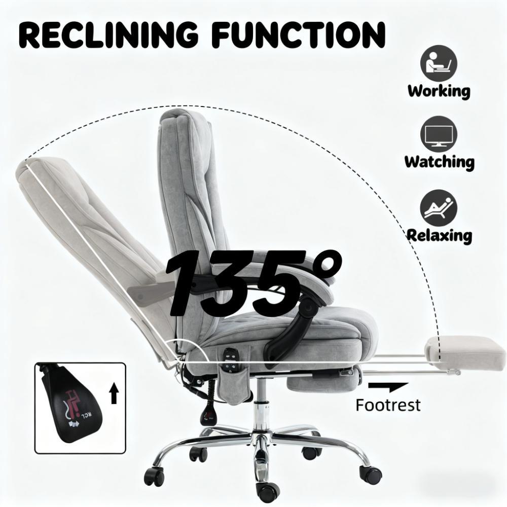 Heated Reclining Chair,Massage Office Chair with Adjustable Height,Footrest - Grand Goldman