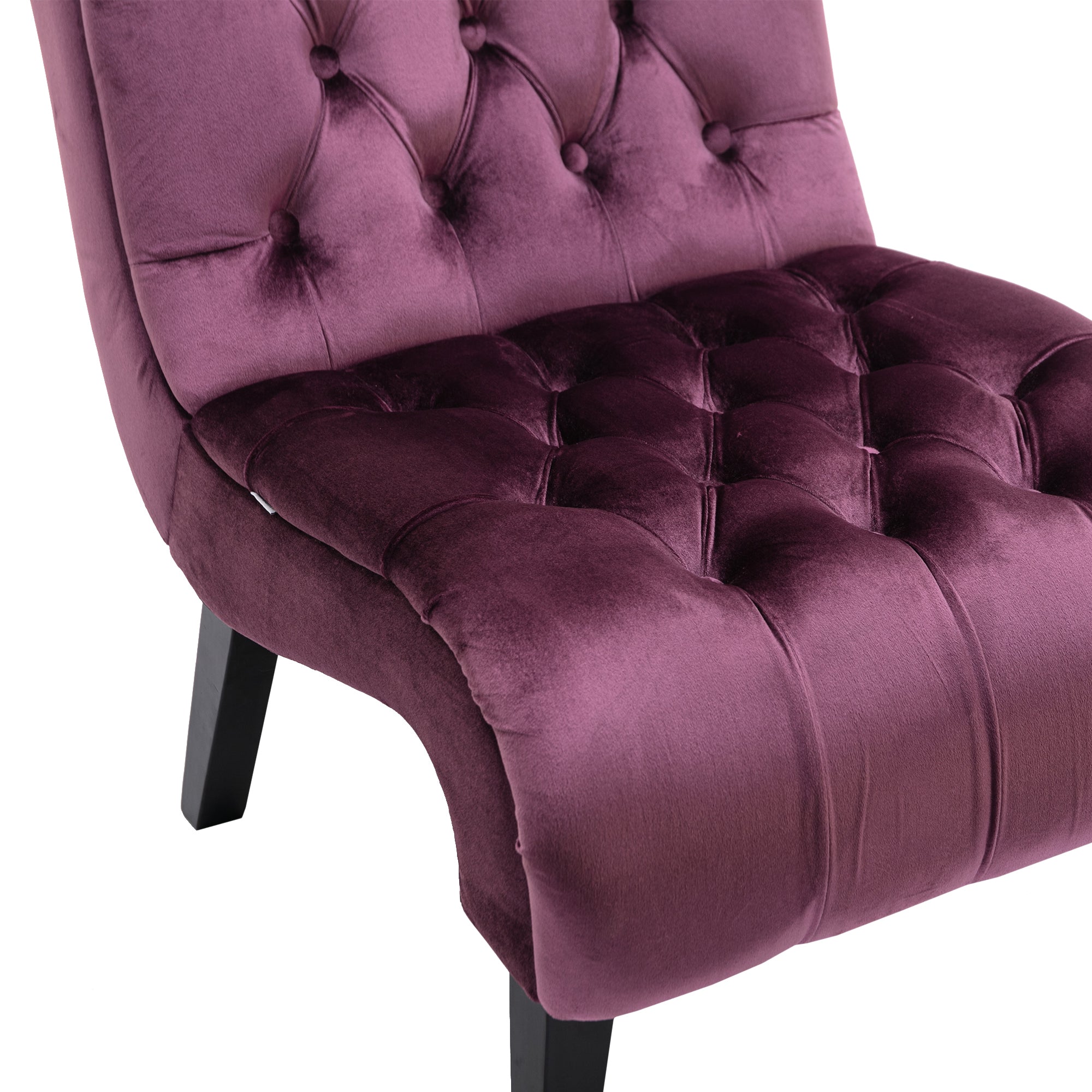 COOLMORE Modern Velvet Armless Accent Living Room Chair / Leisure Chair,Upholstered Fabric Button Comfortable Chair with Wooden Legs for Bedroom, Living Room, Office (Purple Velvet) - Grand Goldman Shop