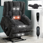Dual Motor Heat Massage Infinite Position Up to 350 LBS Electric Power Lift Recliners with Power-Remote, Medium-firm and Heavy Duty, Grey - Grand Goldman Shop