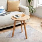Round End Table- Small End Table Side Table Coffee Table Bedside Table Night Stand for Living Room Bedroom & Balcony, 100% Natural Solid Oak Wood Easy to Assemble - Grand Goldman Shop