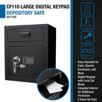 Digital Keypad Depository Safe Steel Construction Black 1.1 Cu Ft | Premium Home Decor - Grand Goldman