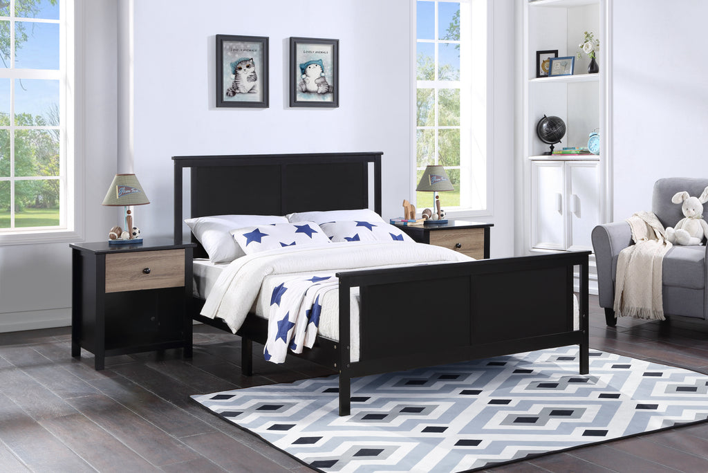 Connelly Nightstand Black/Vintage Walnut - Grand Goldman