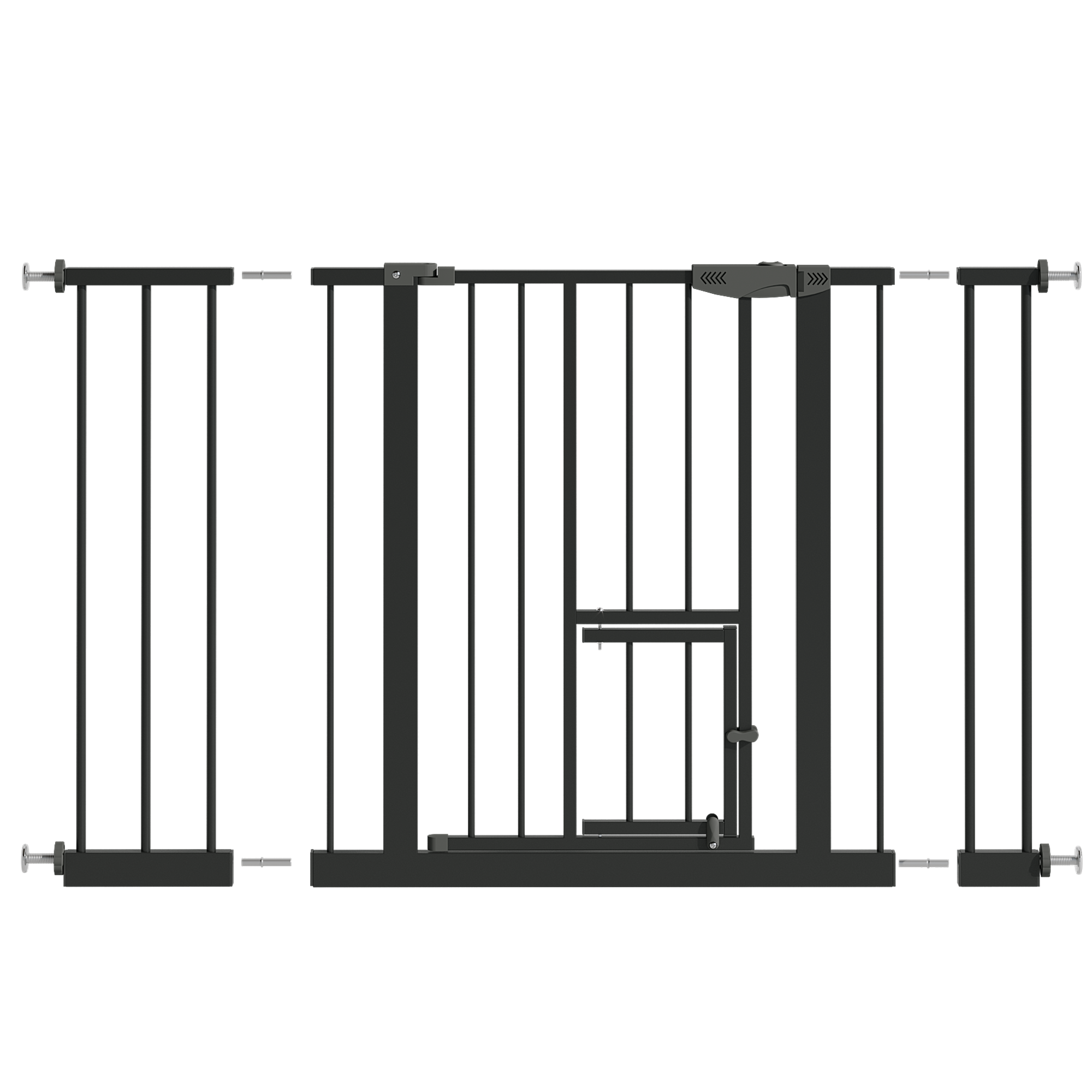 Baby Gate with Cat Door, 29.5-44.1' Metal Pet Door for Stairs & Doorways,Pressure Mounted,No Tools Needed, Black | Premium Ho