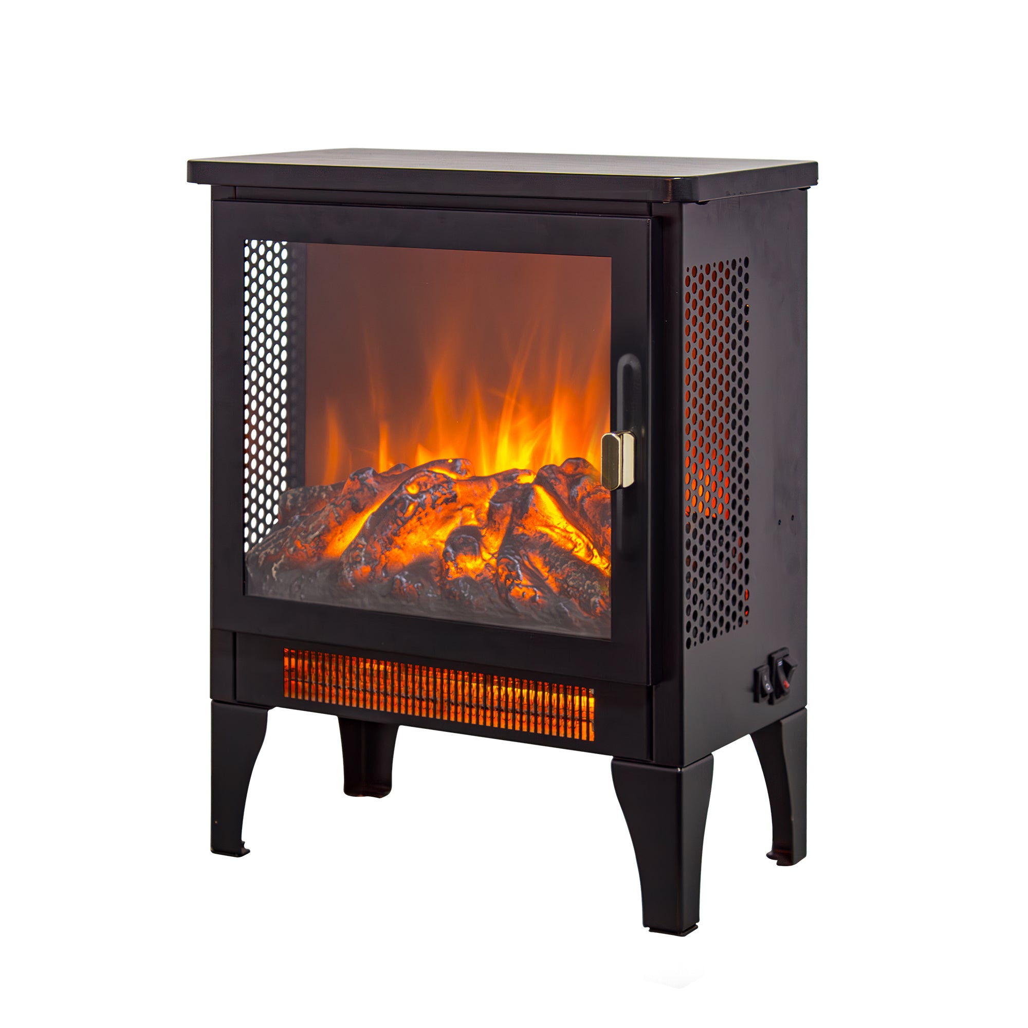 18 inch Freestanding Electric Fireplace Stove heater with 3D Flame effect,Black - Grand Goldman Shop