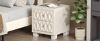 Elegant Velvet Nightstand with 2 Drawers and Crystal Handle, Storage Bedside Table with Button-Tufted, Beige - Grand Goldman Shop