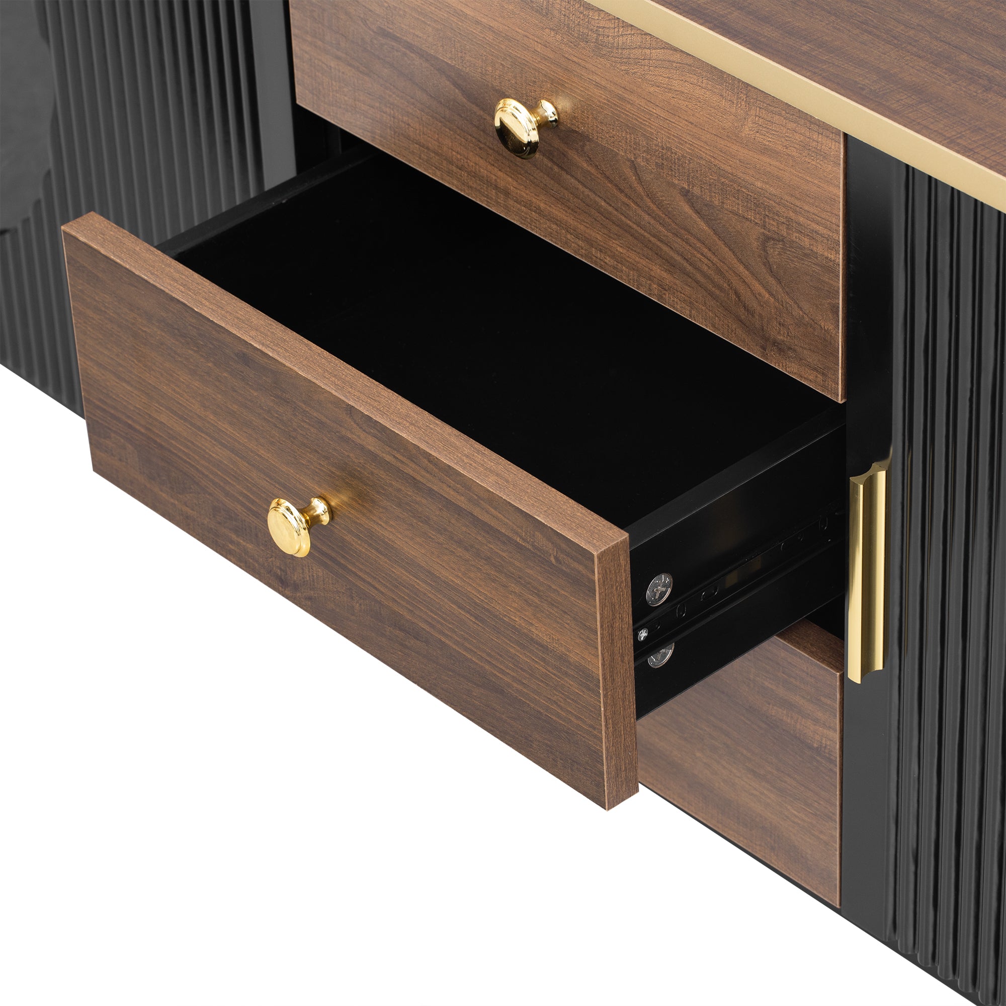70.8'' Modern Minimalist TV Stand for TVs up to 80 Inches, Entertainment Center with 3 Drawers and 1 Shelf, Metal Handles and 2 Cabinets for Living room - Grand Goldman Shop