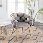 Luxury Modern Simple Leisure Velvet Single Sofa Chair Bedroom Lazy Person Household Dresser Stool Manicure Table Back Chair Gray - Grand Goldman Shop