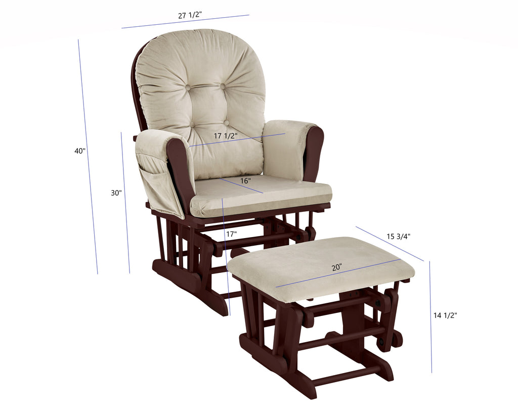 Mason Glider and Ottoman Espresso Wood and Beige Fabric - Grand Goldman Shop