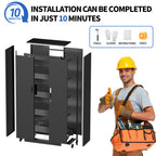 71'H Metal Garage Storage Cabinet with Wheels and Lock, Heavy Duty Rolling Metal Cabinet, 4 Adjustable Shelves (180lb Each), 