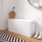 Kids Toy Storage Organizer with Rolling Drawer – Modern White Wooden Toy Chest with Wheels, Large Pull-Out Bin for Nursery, B