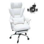 Reclining Office Chair with Footrest, Heavy Duty PU Leather Wide Office Chair, Big and Tall Executive Office Chairs with Lumb