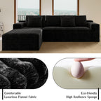 104.3*68.9'Modular sectional sofa seat,Upholstered compressed couch for living room,Bedroom,Apartment,No assembly required,2PC free combination,Plush corduroy fabric,BLACK - Grand Goldman Shop
