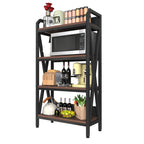 56.30'' Bakers Rack 4-Level Storage Shelves Metal and Wooden Kitchen Shelves, Kitchen Organizers and Storage, for Garage, Pantry, Bathroom, Closet ,33.50'' Length - Grand Goldman Shop