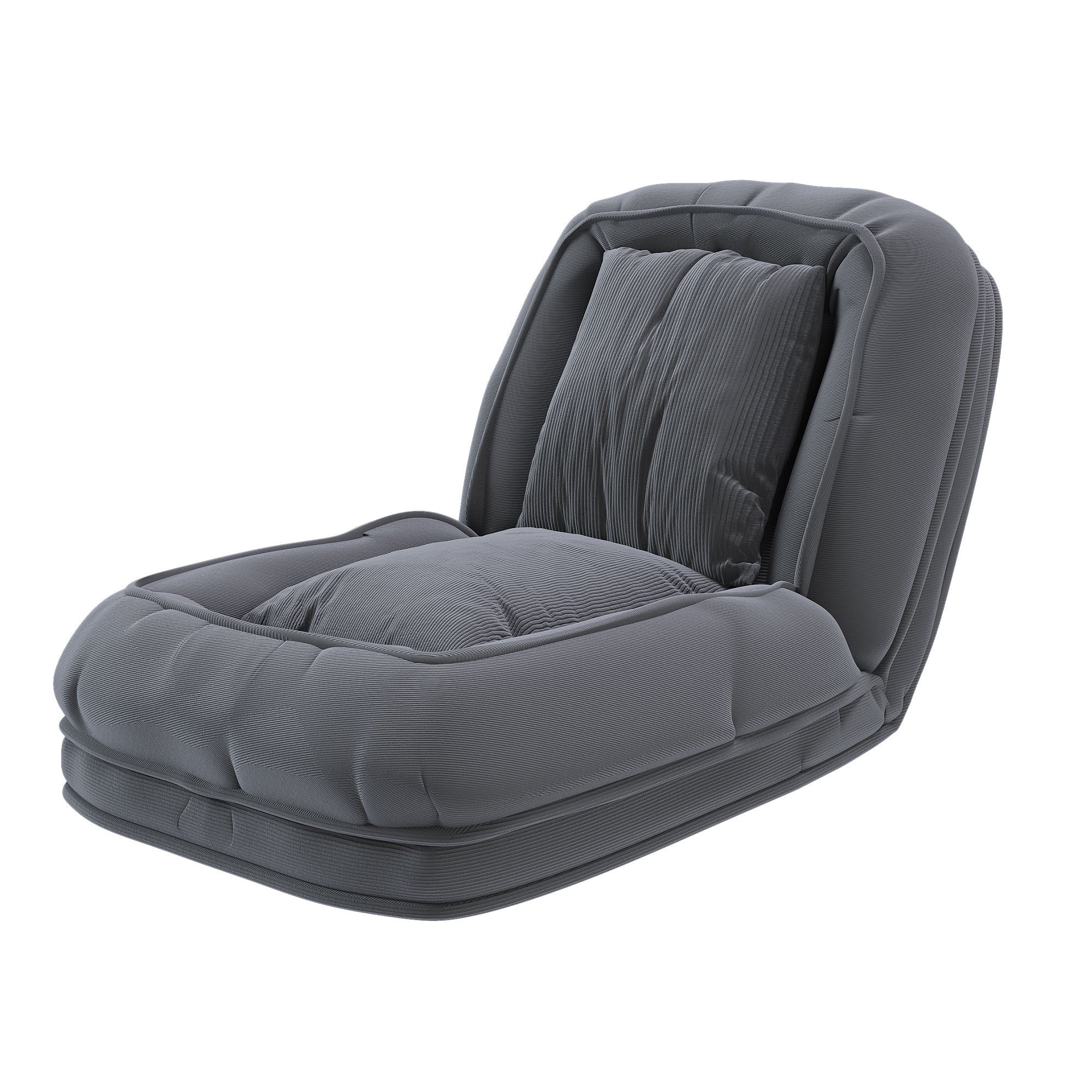Upholstered Foldable Lazy Sofa Bed for Adults and Pets, 5-Position Adjustable Recliner with 2 Soft Pillows in Grey Corduroy Fabric - Grand Goldman Shop