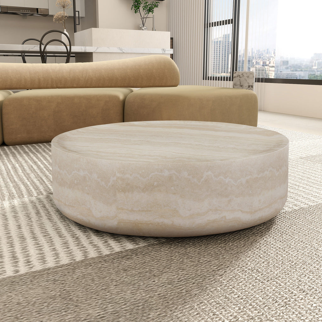 31.49''  Faux MARS Pattern Coffee Tables for Living Room Round Tea table for Living Room, No Need Assembly. - Grand Goldman Shop