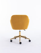 Modern Teddy Fabric Material Adjustable Height 360 Revolving Home Office Chair With Gold Metal Legs And Universal Wheel For I