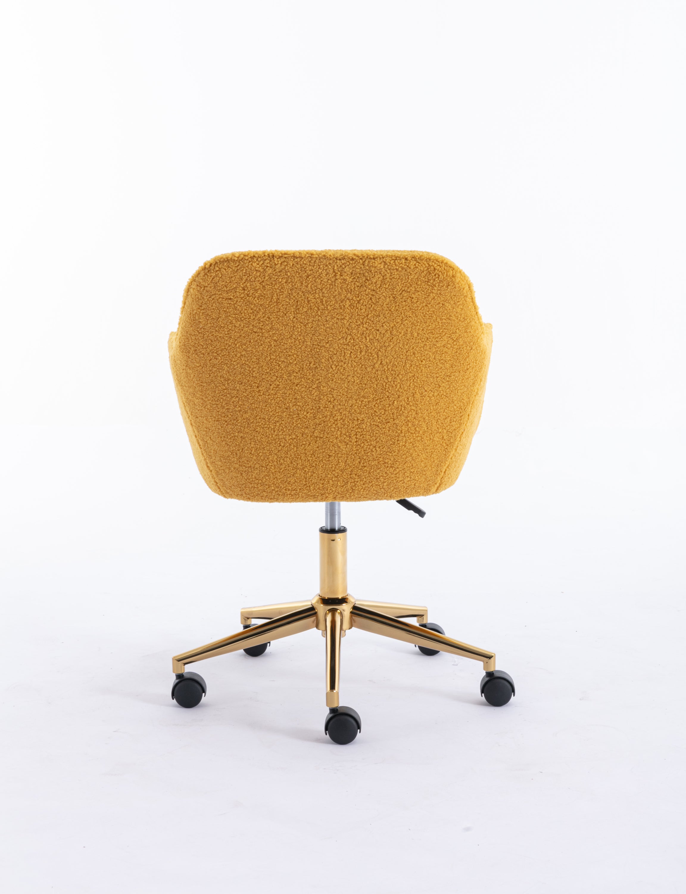 Modern Teddy Fabric Material Adjustable Height 360 Revolving Home Office Chair With Gold Metal Legs And Universal Wheel For I