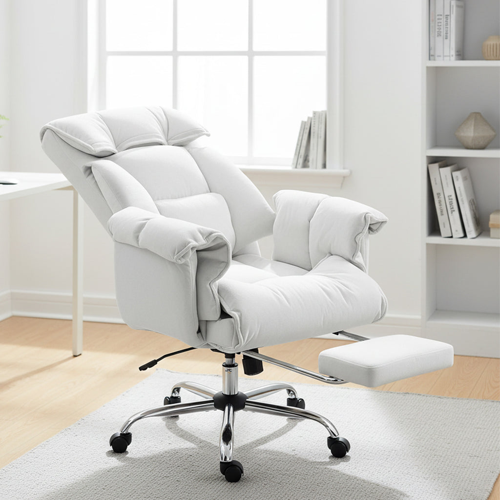 HOMCOM High Back Office Chair, Reclining Desk Chair with Footrest, Thick Cushion, High Resilience Foam, Adjustable Height, Ro