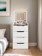 ( 48CM ) 3 in 1 Vanity Desk with Plip Top Mirror, Small Make Up Vanity Set with Visible Glass Desktop, Compact Makeup Vanity with 3 Drawers, Dressing Table for Bedroom ( WHITE COLOR ) - Grand Goldman Shop