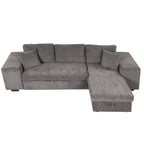 104.5' Modern L-Shape 3 Seat Reversible Sectional Couch, Pull Out Sleeper Sofa with Storage Chaise and 2 Stools for Living Room Furniture Set,Knox Charcoal (old sku:SG000431AAA) - Grand Goldman Shop