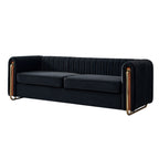 Contemporary Velvet Sofa Couch 84.25''W for Living Room, Black - Grand Goldman Shop