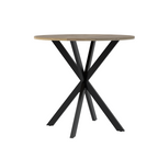 Modern 31.5 Inch Round Dining Table in Rustic Brown with Black Metal Legs, MDF Top for 2-4 People, Compact Kitchen or Dining Room Table - Grand Goldman Shop