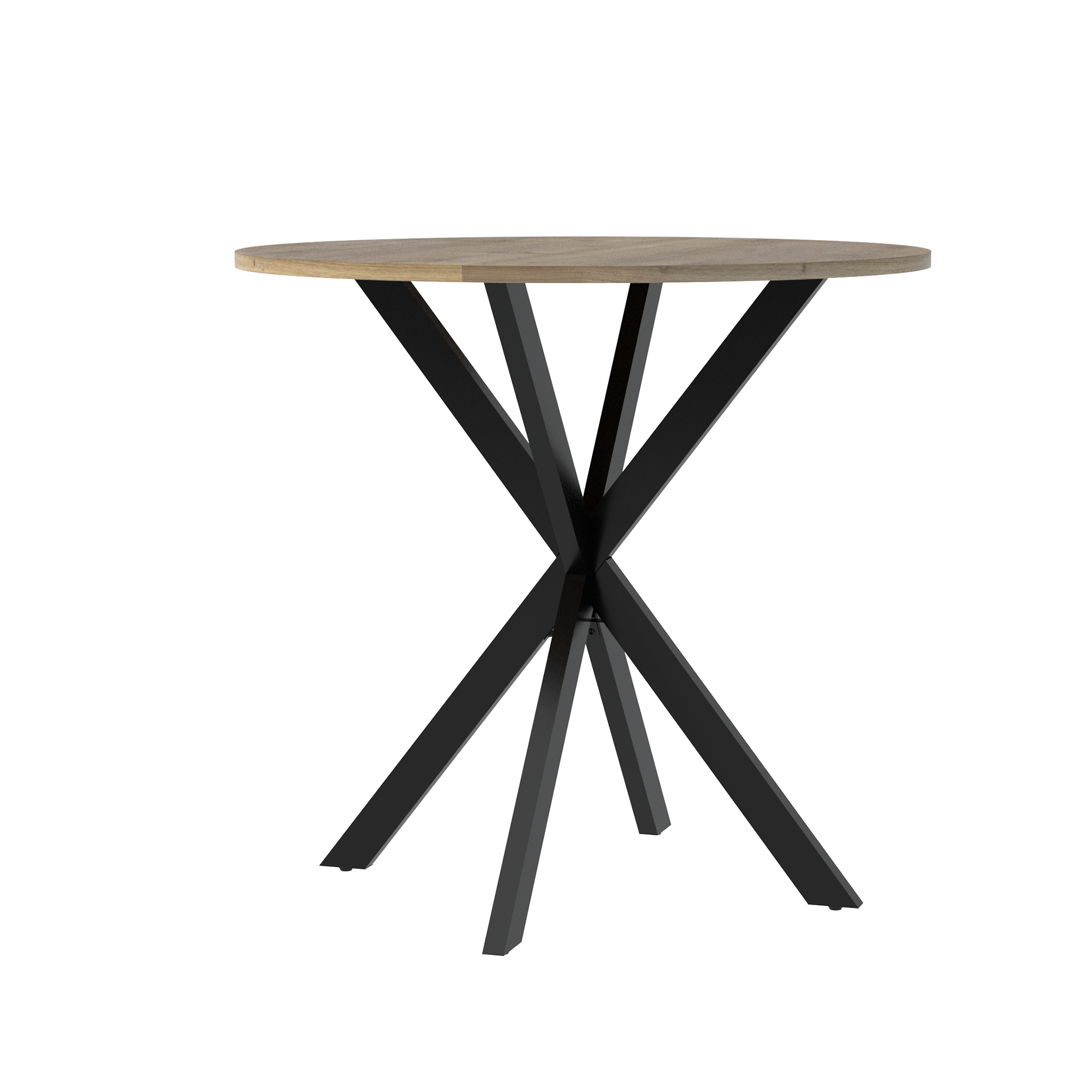 Modern 31.5 Inch Round Dining Table in Rustic Brown with Black Metal Legs, MDF Top for 2-4 People, Compact Kitchen or Dining Room Table - Grand Goldman Shop