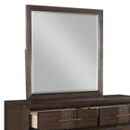 KENZO Modern King 5-Piece Storage Bedroom Set in Walnut Finish with LED Headboard, Bluetooth Speakers, USB Ports, Dresser, Mirror, Nightstand and Chest - Grand Goldman Shop