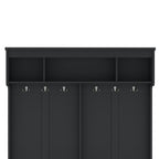 Modern Hallway Hall Tree with Metal Hooks and Storage Space, Multi-Functional Entryway Coat Rack with Shoe Cubbies, Black - Grand Goldman Shop