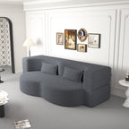 Modern Floor Sofa, with 2 Pillows, Convertible Teddy Fabric Foam Filled Bed, 15 inch Full Size Folding Mattress, Suitable for Living Room, Guest room, Game Room, Grey - Grand Goldman Shop