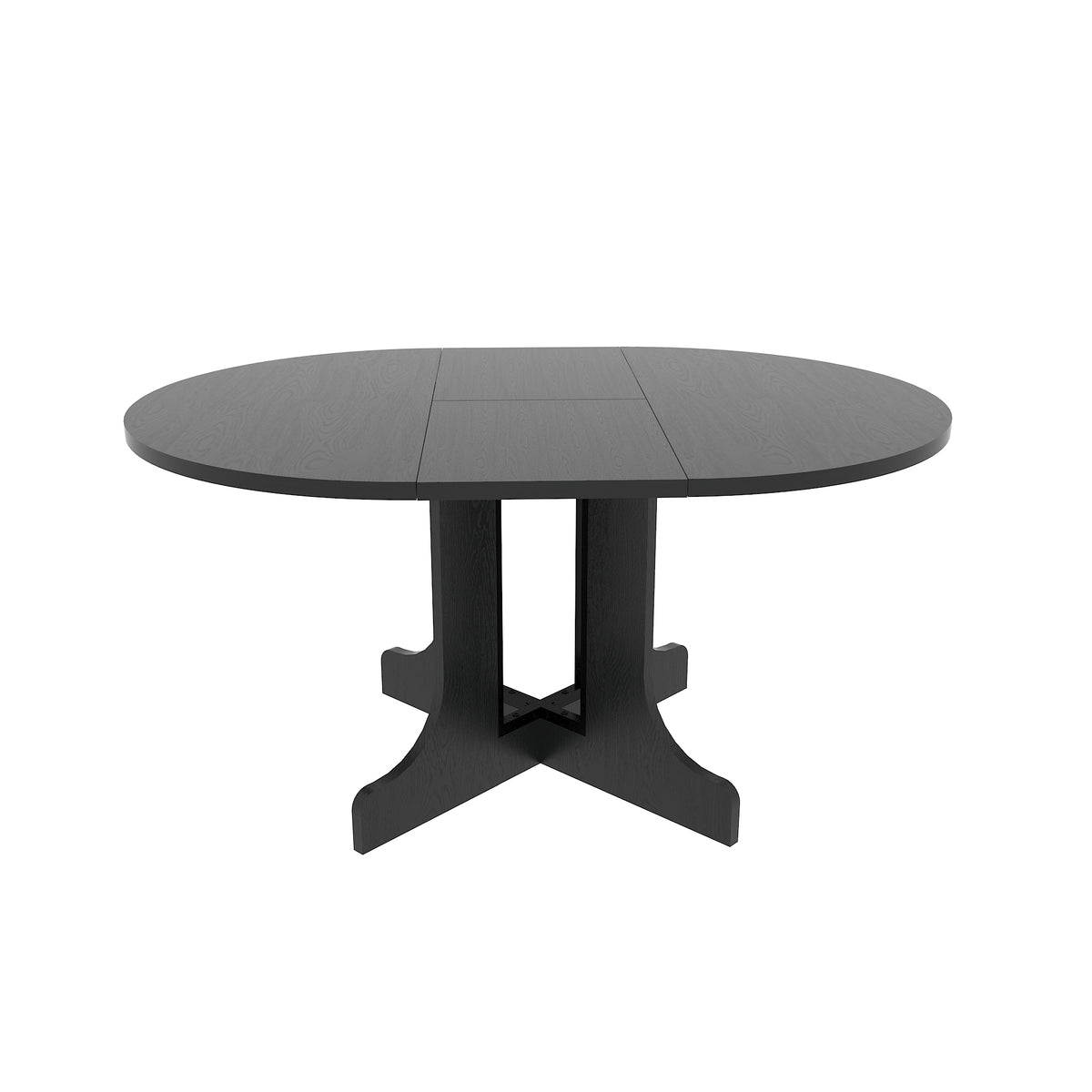 Farmhouse Kitchen Dining Table 59x43 Inch Expandable Oval Top with Removable Leaf Black MDF - Grand Goldman Shop