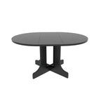 Farmhouse Kitchen Dining Table 59x43 Inch Expandable Oval Top with Removable Leaf Black MDF - Grand Goldman Shop